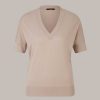 Windsor Tencel-Baumwoll-Shirt Mit V-Ausschnitt In Taupe T-Shirts & Sweatshirts