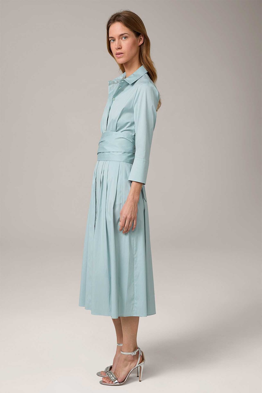 Windsor Baumwollstretch-Hemdblusen-Kleid In Midi-L Nge In Hellblau Kleider & Overalls