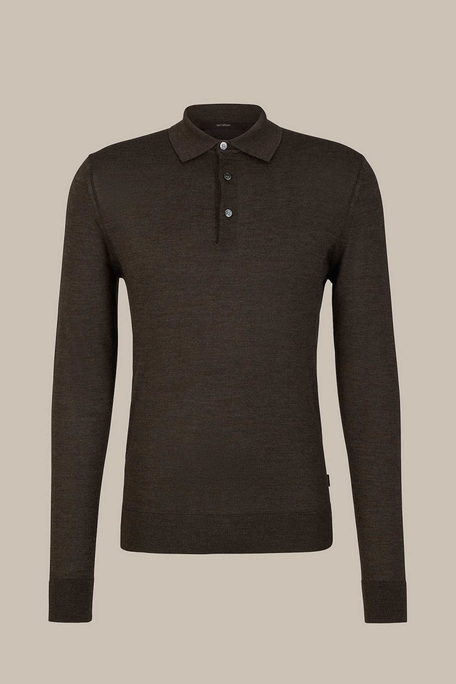 Windsor Strick-Poloshirt Nando Mit Seide Und Cashmere In Braun Strick