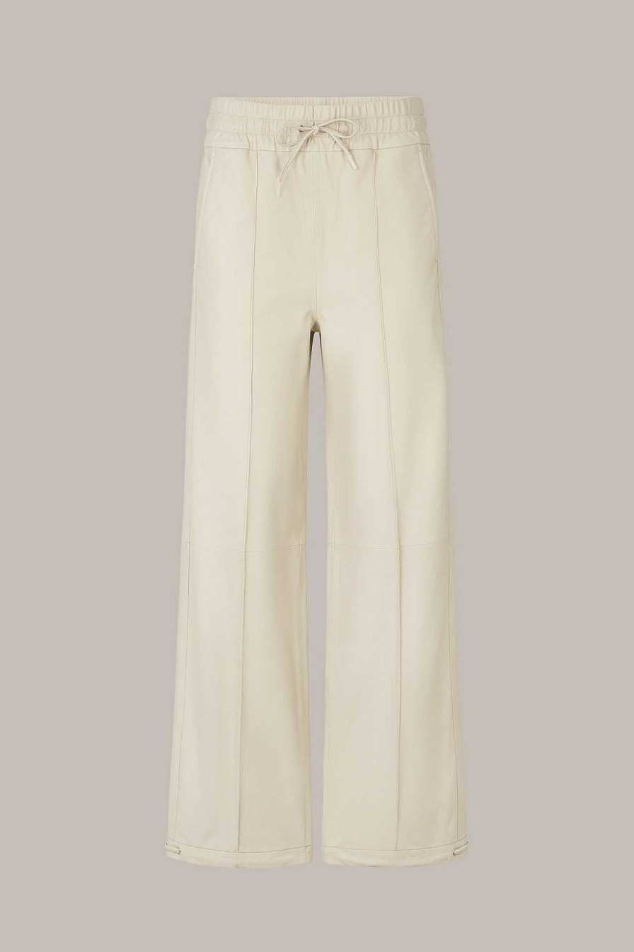 Windsor Lammnappa-Leder-Hose Im Jogger-Stil In Creme Hosen & Jeans