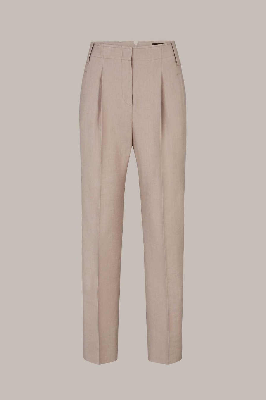 Windsor Leinenstretch-Bundfalten-Hose In Taupe Hosen & Jeans