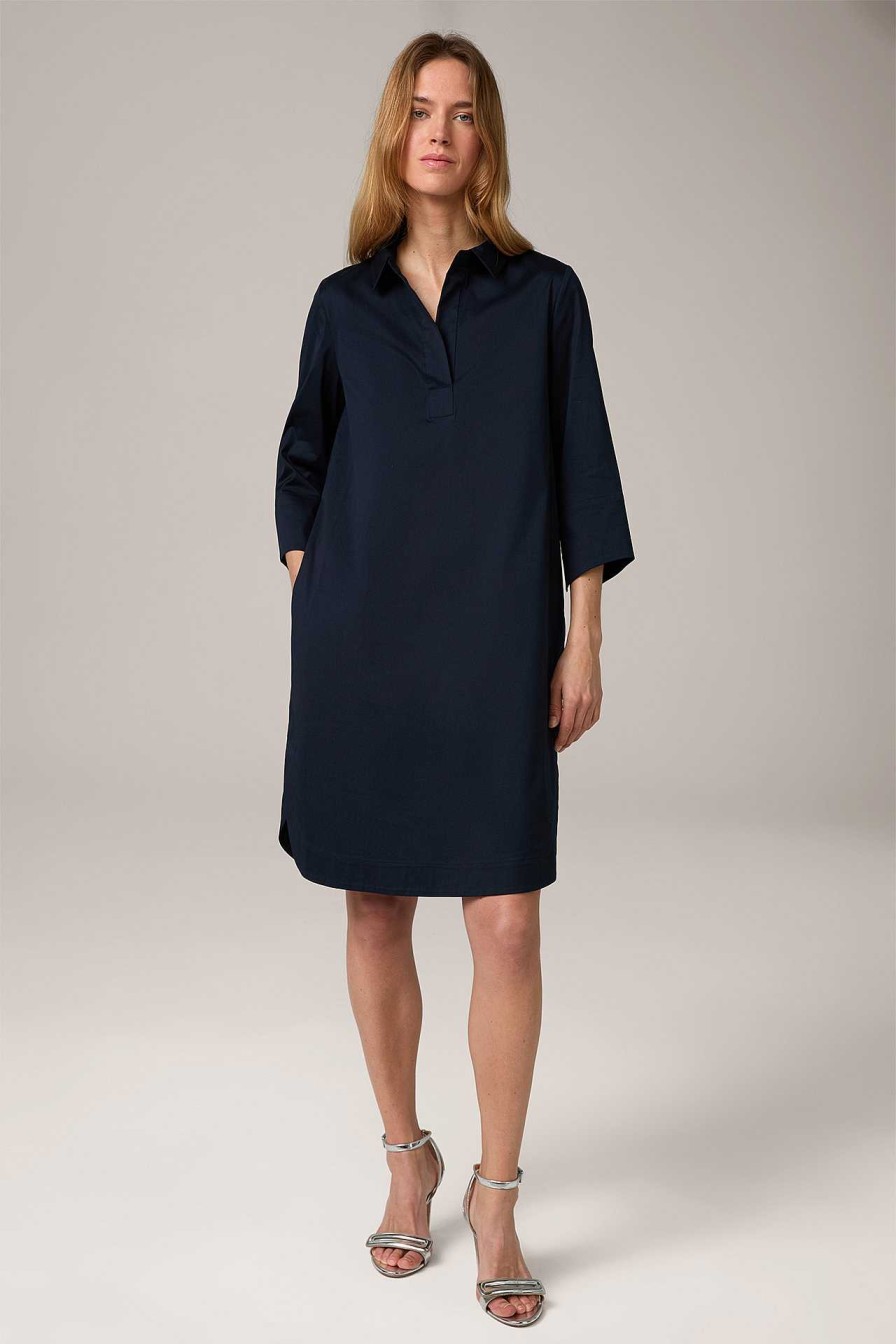 Windsor Baumwollstretch-Kleid Mit Hemdkragen In Navy Kleider & Overalls