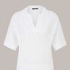 Windsor Crochet-Strick-Polo-Shirt In Wei Weiss Strick