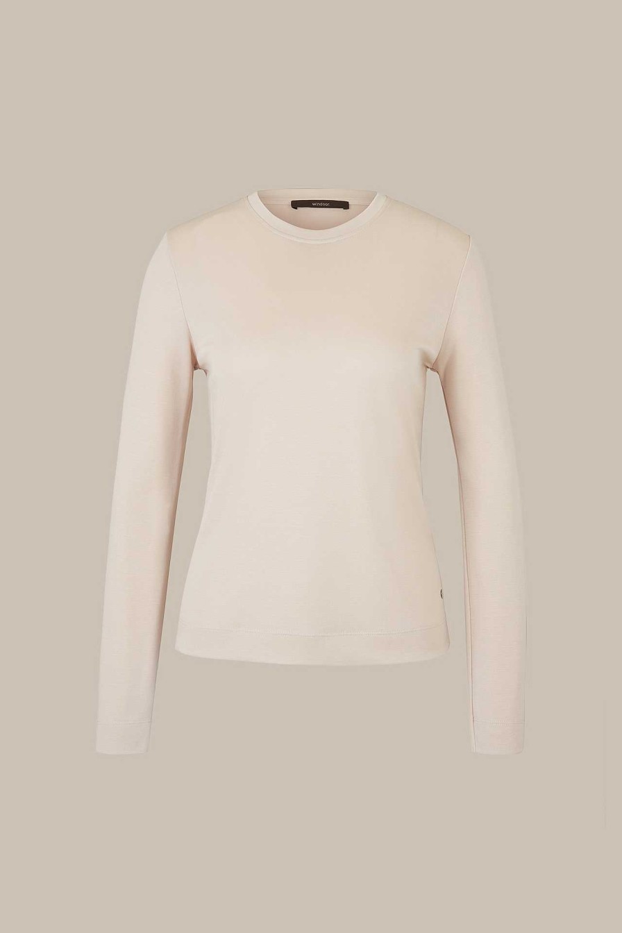 Windsor Jersey-Langarm-Shirt Aus Tencel In Hellbeige T-Shirts & Sweatshirts