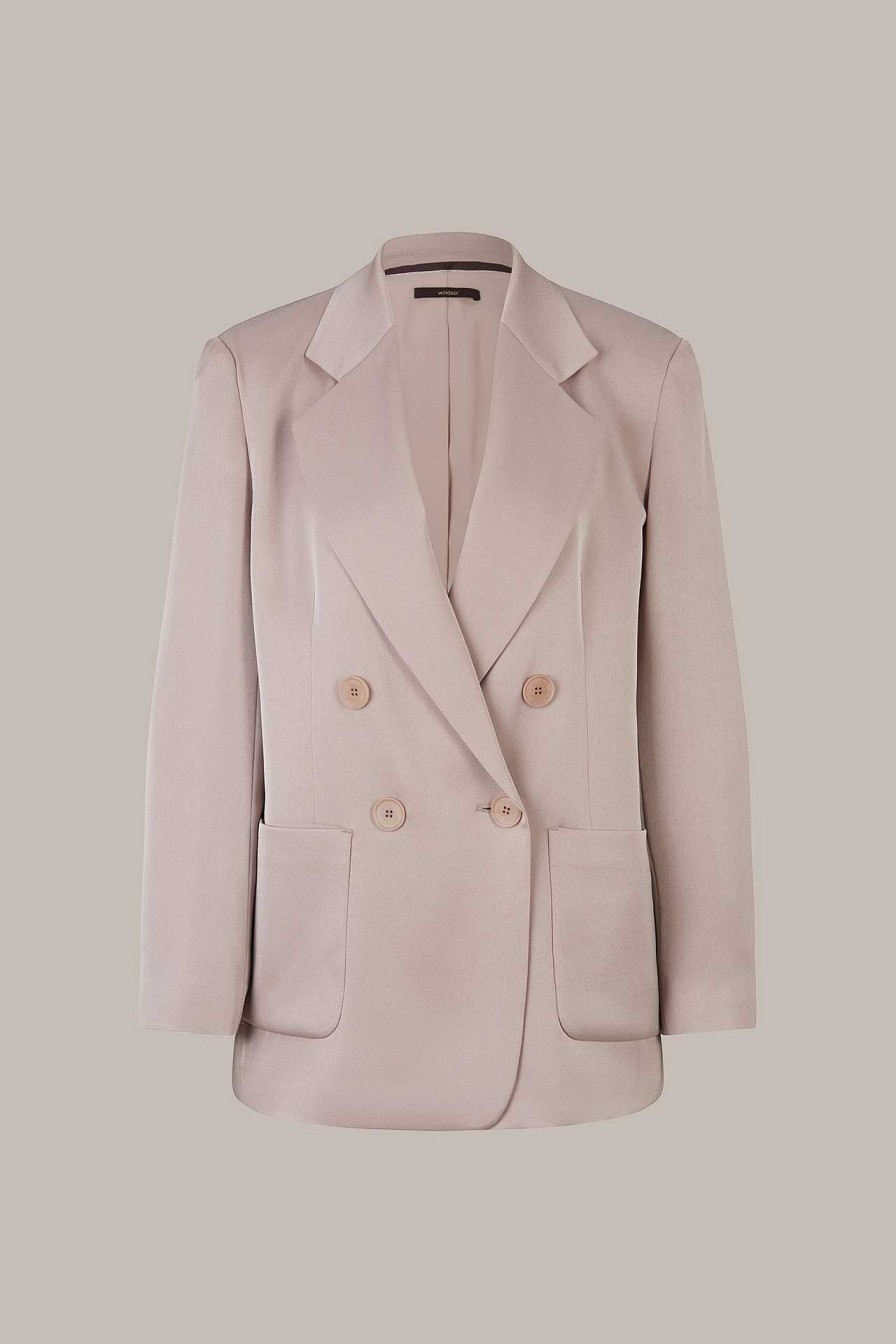 Windsor Cr Pe-Doppelreiher-Blazer In Taupe Blazer