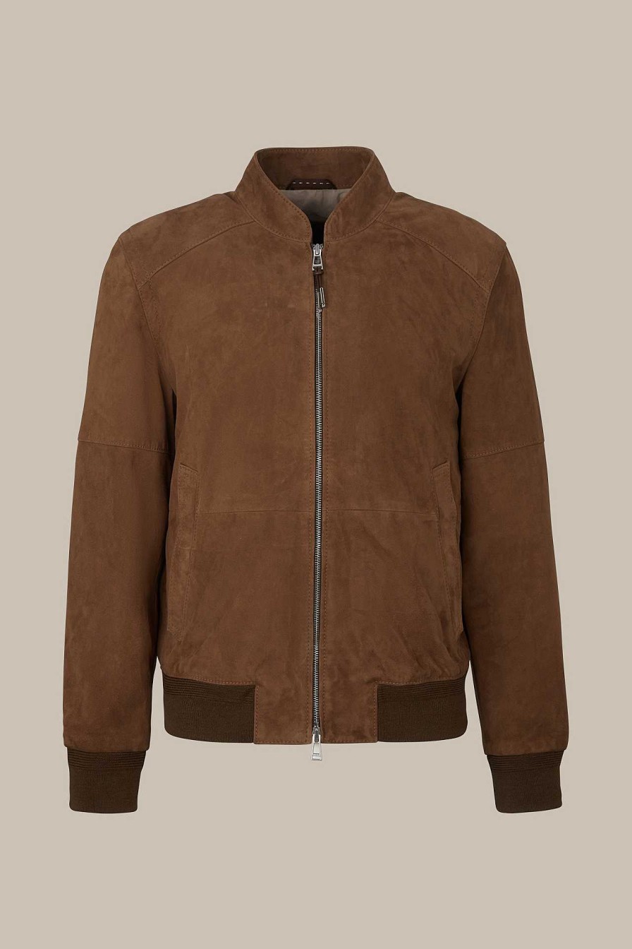 Windsor Ziegenvelours-Leder-Blouson Borello In Braun Lederjacken & Shirtjackets