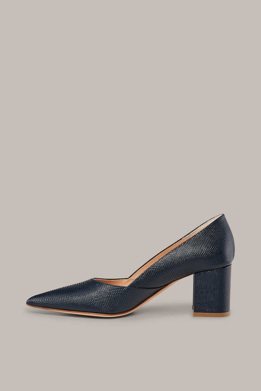 Windsor Pumps Mit Blockabsatz Aus Nappaleder In , By Un Tzer Blau Schuhe