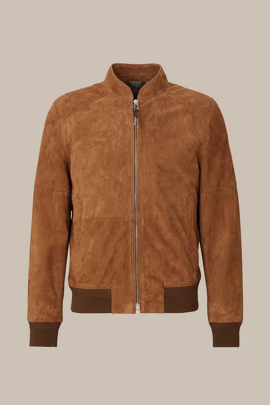 Windsor Ziegenvelours-Leder-Blouson Borello In Cognac Lederjacken & Shirtjackets