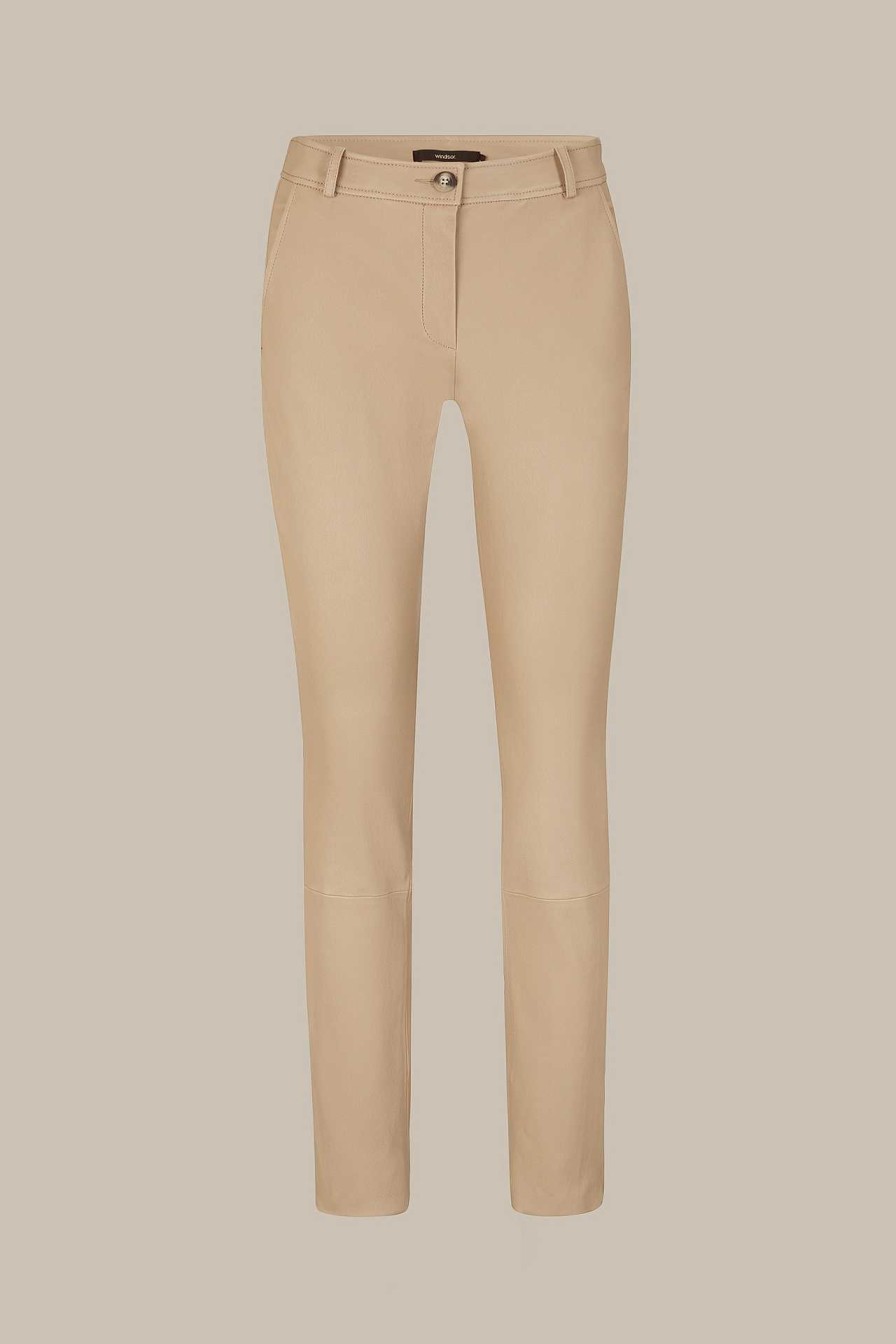 Windsor Lammnappa-Leder-Hose In Beige Hosen & Jeans