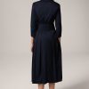 Windsor Baumwollstretch-Hemdblusen-Kleid In Midi-L Nge In Navy Kleider & Overalls