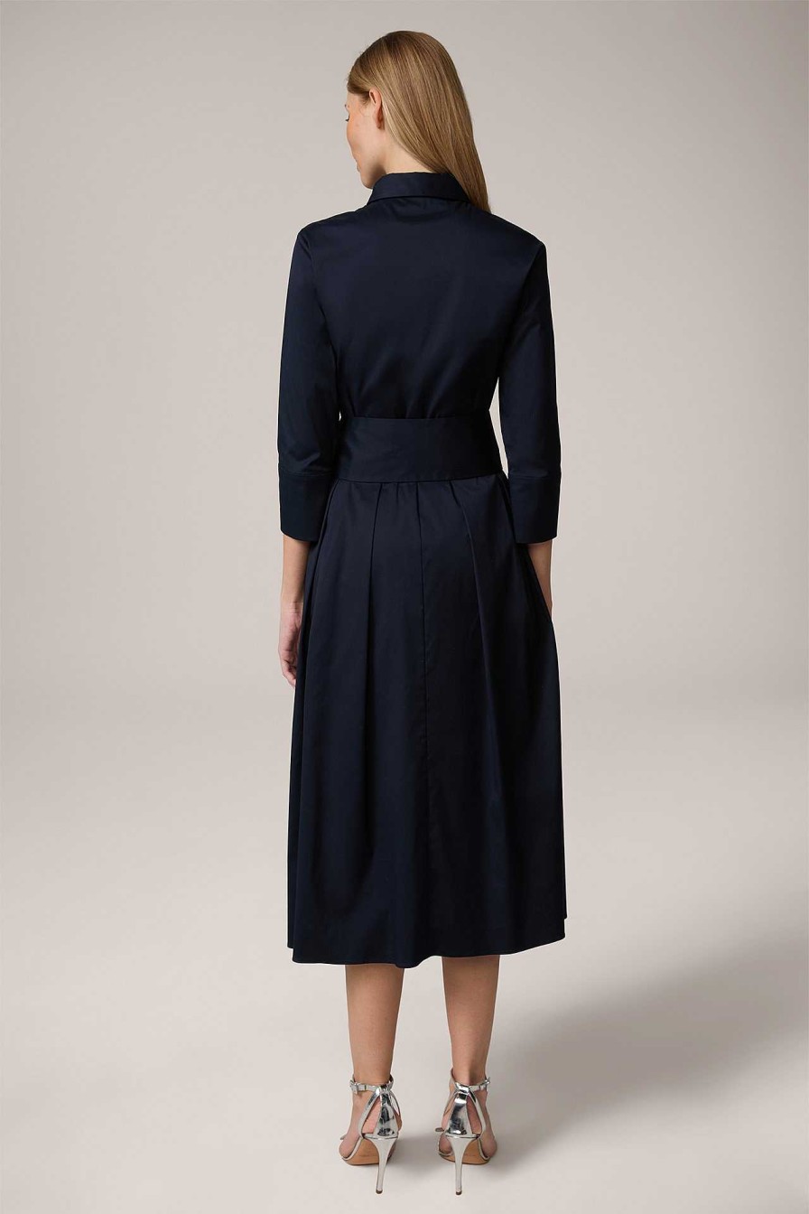 Windsor Baumwollstretch-Hemdblusen-Kleid In Midi-L Nge In Navy Kleider & Overalls