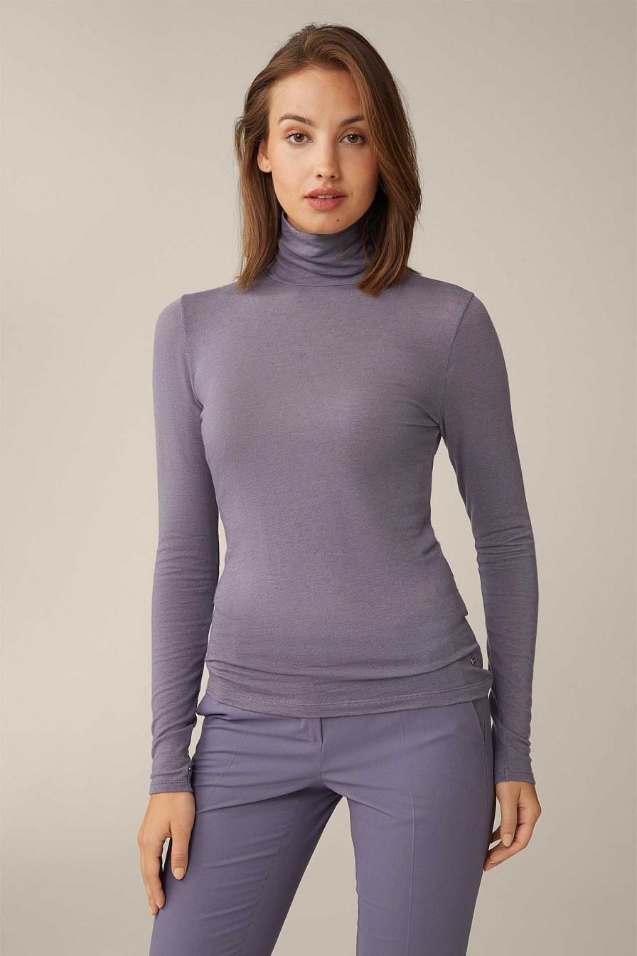 Windsor Tencel-Wollstretch-Rollkragen-Shirt In Mauve T-Shirts & Sweatshirts